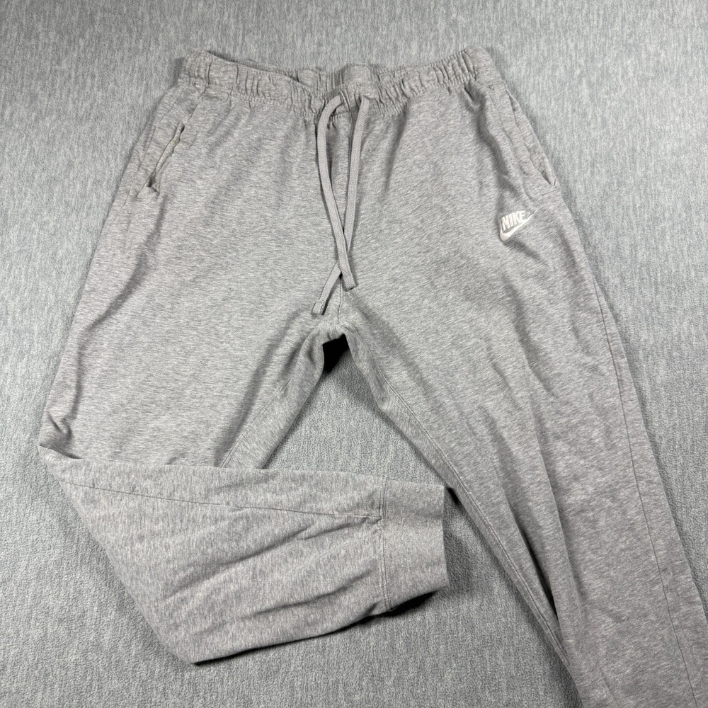 Nike Sweatpants Mens L Heather Gray Club Fleece Cuffed Jogger Athletic Pants
